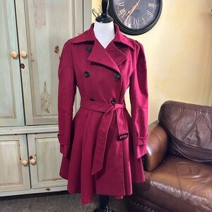 Women's Double-Breasted Red Trench Coat